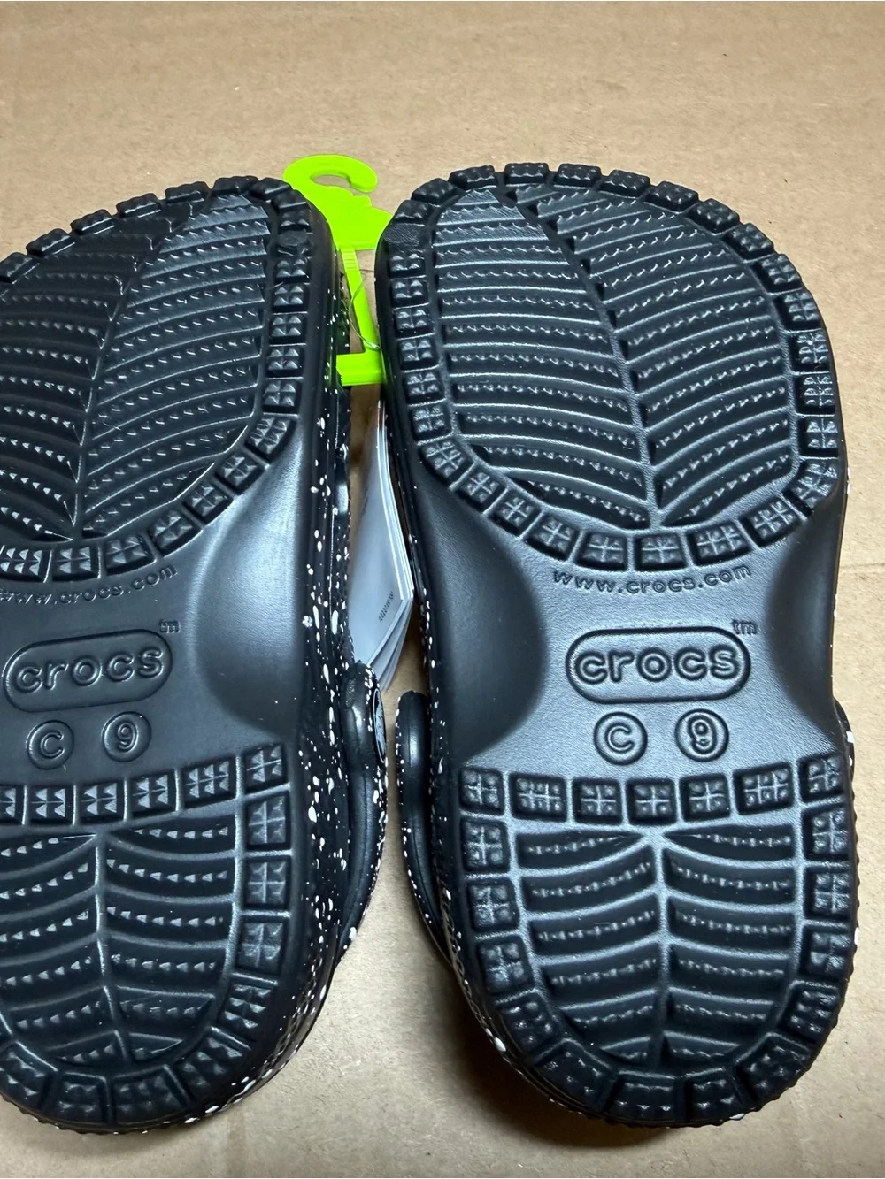 CROCS Kids' Classic Clog in Black with White Paint Splatter